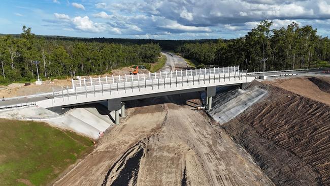 Shrouded road signs have been erected at each end of the final stretch of the Cooroy to Curra Bruce Hwy Bypass, and the entire route now comes up on Google Maps, but when will it actually open?