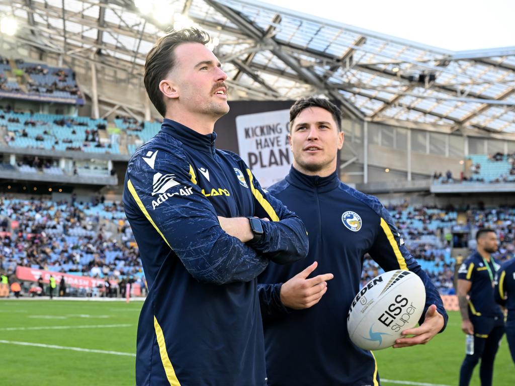 Clint Gutherson and Mitchell Moses before last year’s grand final. Picture: NRL Photos