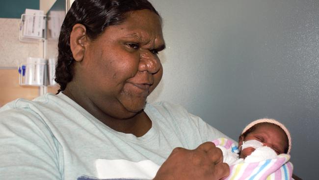 New mum Natalia Foster, 29, from Tennant Creek with her daughter, Elzina Ellis, who was born on New Year's Day at Alice Springs Hospital. Picture: Supplied.