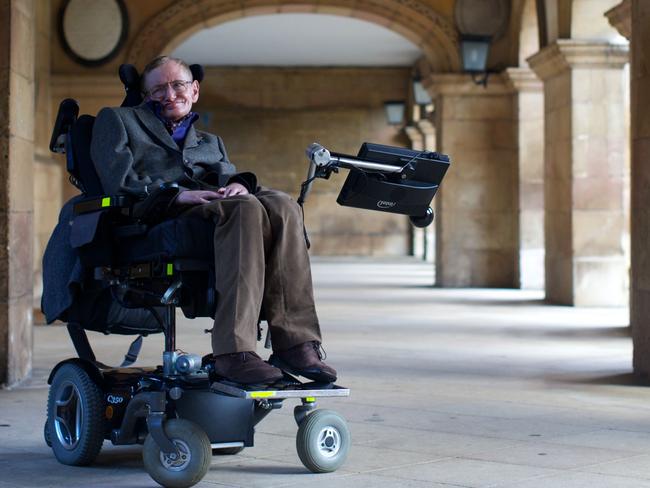 Stephen Hawking during a photo call for a gala screening of the documentary 'Hawking' — a film about his own life. Picture: AFP