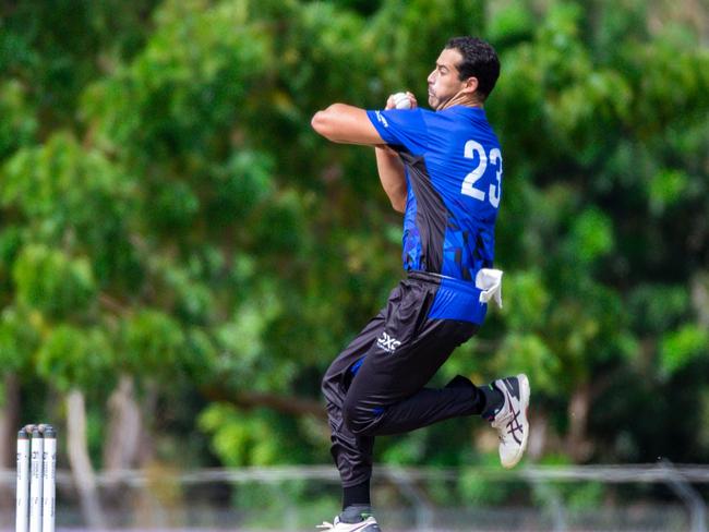 Wes Agar has taken 22 wickets 13.09 for Northern Tide during the Strike League regular season. Picture: NT Cricket.