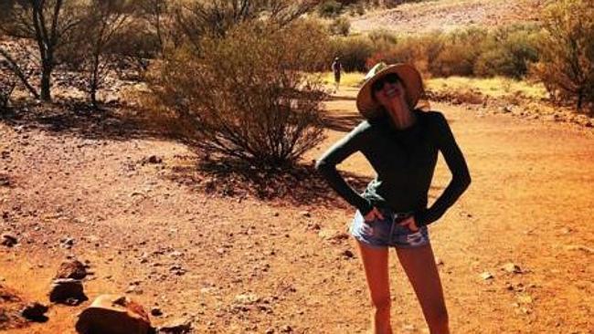 Supplied Editorial Model Jessica Hart showed the Red Centre to her Instagram followers, saying 'Gone walkabout mate 