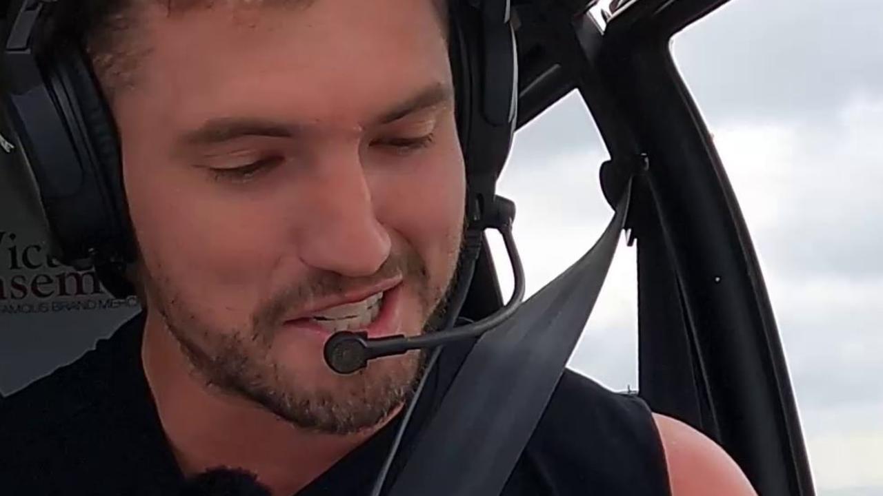 Corey Oates doing the KIIS97.3 traffic report from a helicopter. Photo: KIIS97.3.