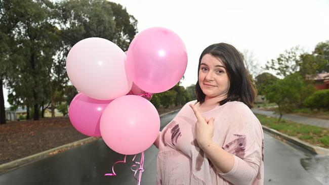 Danijela Badrov was expecting her first baby in May, just after NPSP wanted to ban balloons because they are bad for the environment and encouraged couples that want to do gender reveals to used baked goods instead. Picture: Keryn Stevens