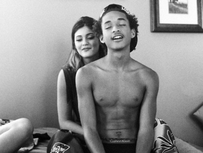 Pushing it ... the Tumblr image of Kylie Jenner, Jaden Smith and an unseen friend.