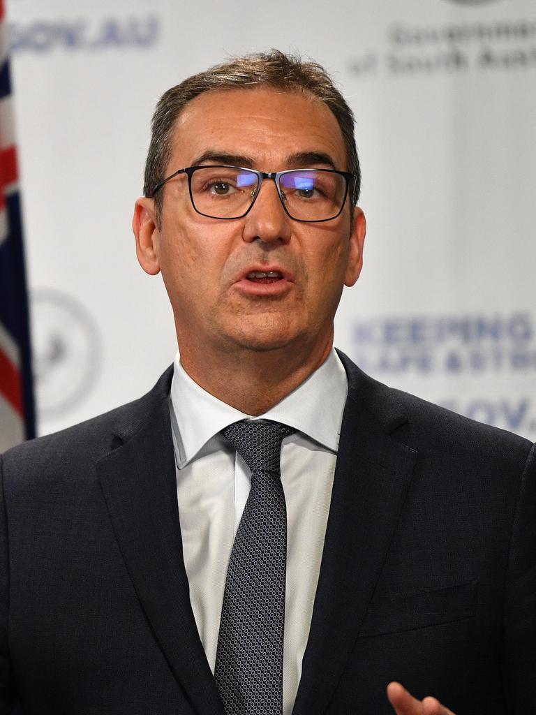 South Australian Premier Steven Marshall said there was a question mark over the opening of state borders. Picture: AAP Image/David Mariuz.