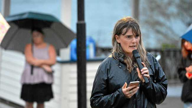 Tessa Patrick speaking at the candlelight vigil for Christchurch massacre.