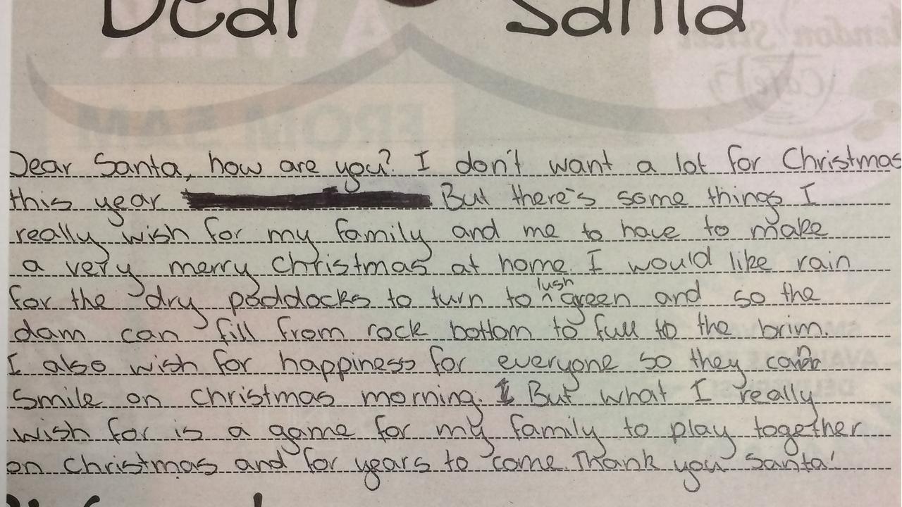 Kelsy Walker's heartbreaking Letter to Santa pleads for an end to the drought. (Photo: Marguerite Cuddihy / South Burnett Times)