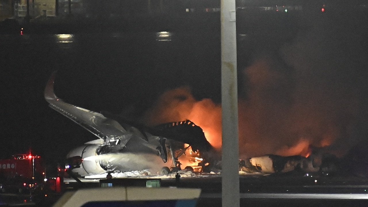 Japan Airlines jet collides in fiery blaze at airport, killing five