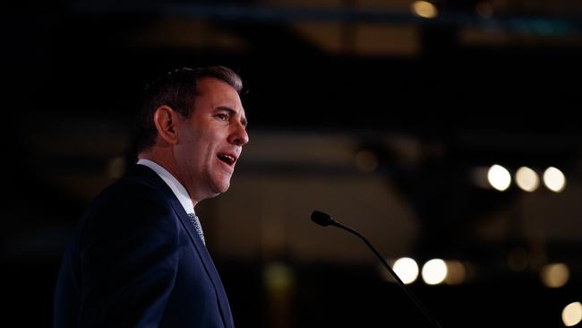 Jim Chalmers during his keynote speech at the Australian Business Economists lunch. Picture: NewsWire / Nikki Short