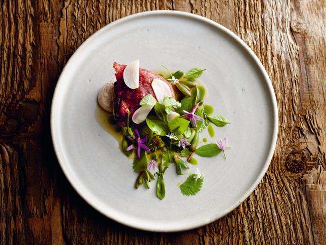 Eggplant and saltgrass lamb washed with sweet onion juice.