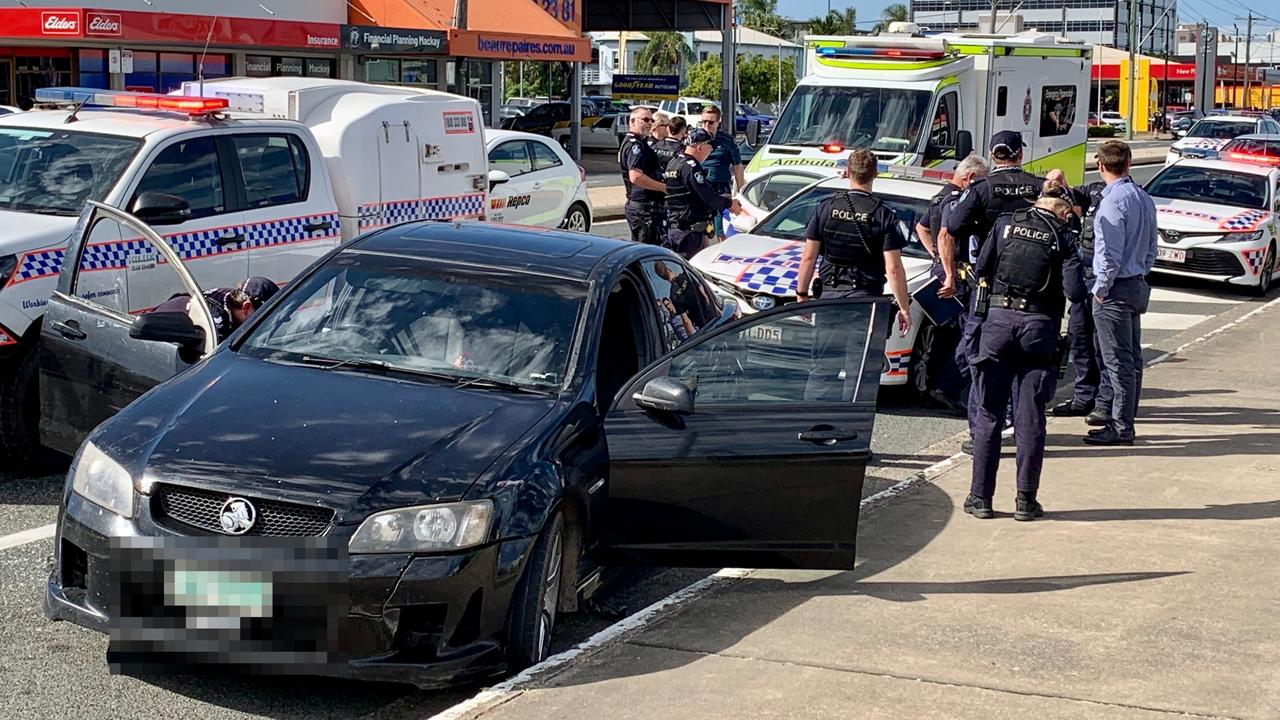 Multiple police cars swarmed to the city site. Picture: Duncan Evans