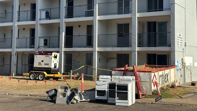 Demolishers NTEX are aiming to recycle 90 per cent of materials from the existing one-bed and two-bed units. Picture: Annabel Bowles