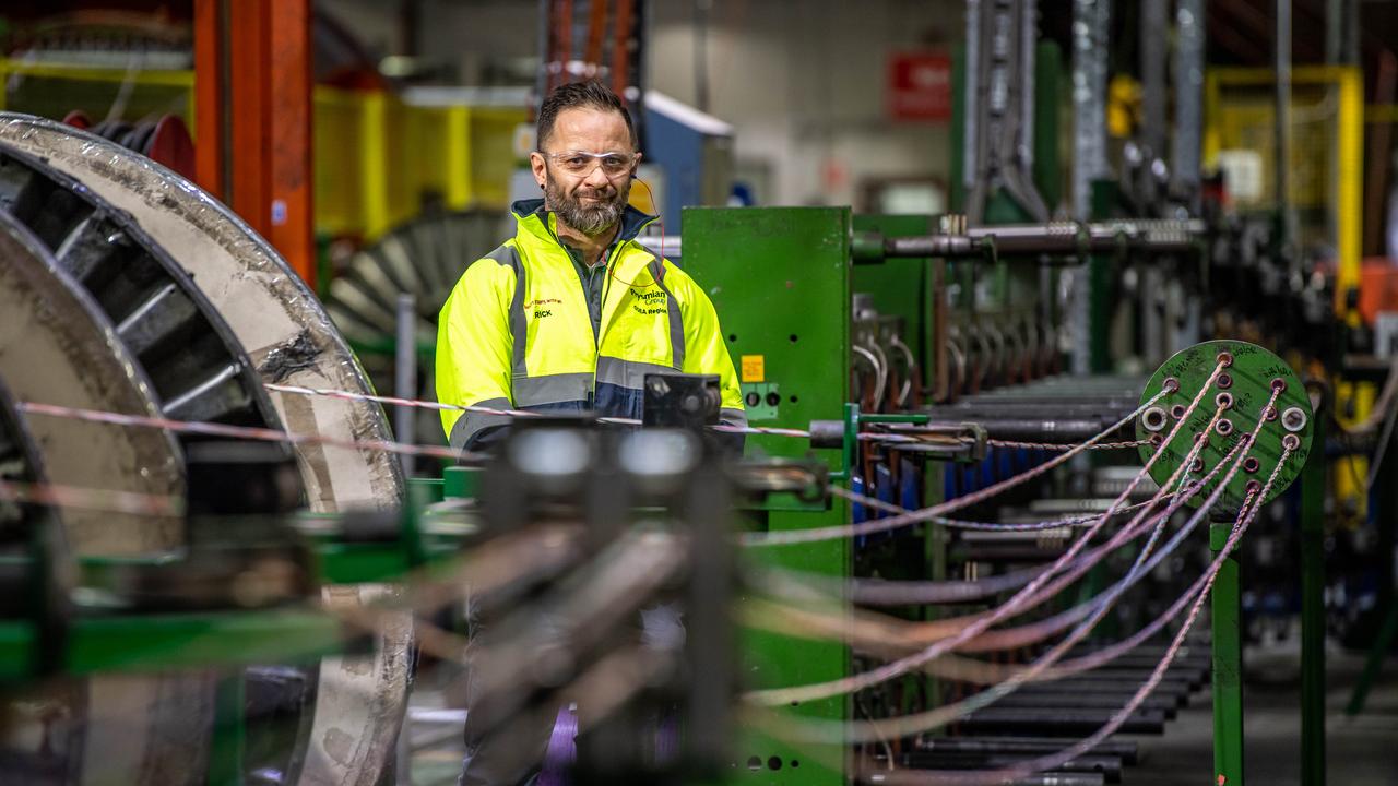 Factory worker Rick Masotto at the Prysmian cable factory in northern Sydney, which provides some of the cables for the NBN. Picture: Monique Harmer/AAP