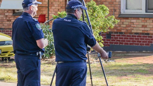 Police on scene in Peacock Rd, Elizabeth Downs where a man was found bashed on the footpath. Picture: Brenton Edwards