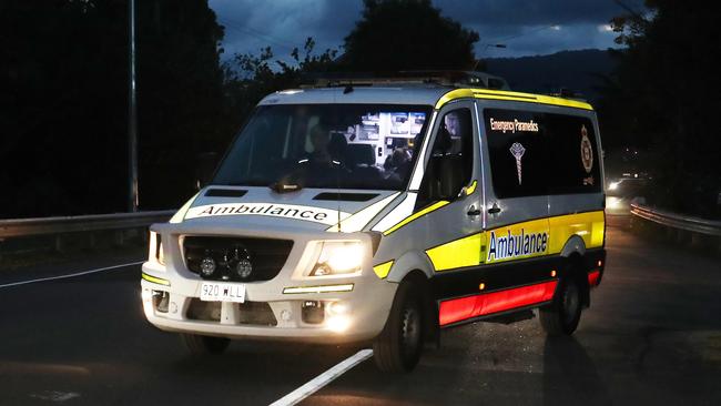 A woman was rushed to hospital in the early hours of Monday morning after crashing her car into a pole in Kamerunga. Picture: Brendan Radke