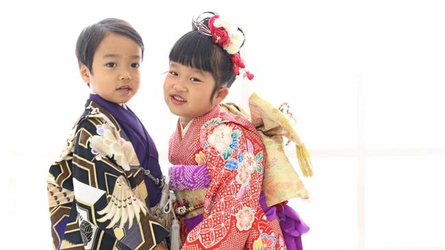 Twins Luke and Mira Sakaki whose parents Natsuko and Lee Nguyen run Sakura Harbour Japanese Restaurant in theme for Sunday's Japanese Children's Festival.