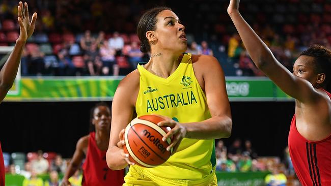 Liz Cambage scored 34 points in Australia’s opening World Cup clash. Picture: Getty