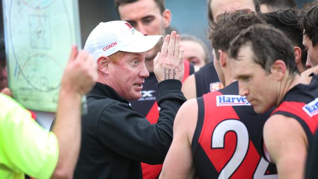 Bloods fans want to see more of this, Jason Porplyzia in the huddle listening to Gavin Colville’s instructions. Picture: Dean Martin/AAP