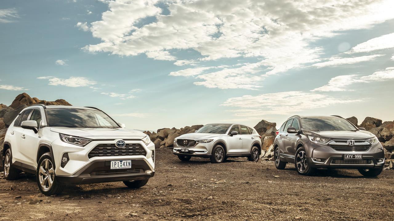 Mazda’s CX-5 (centre) is part of a popular class of vehicle.