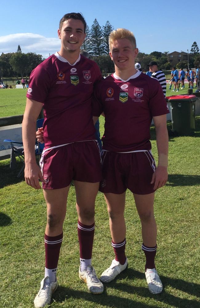 Trent Loiero and Tom Dearden representing the Queensland Schoolboys team.