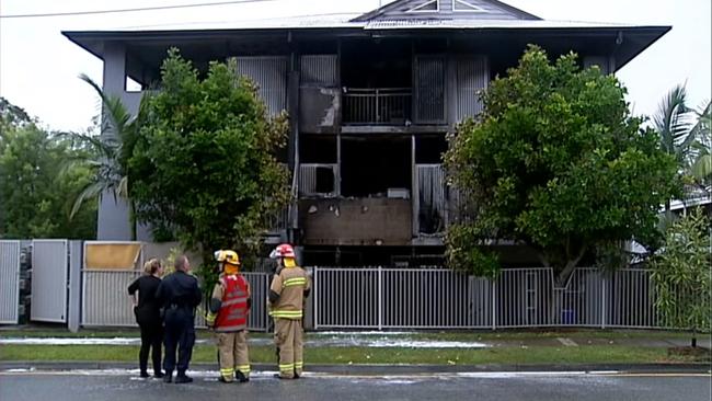 A man has been charged after a fire took hold of a Yeronga unit block in the early hours of Sunday morning. Picture: Facebook/7News Brisbane