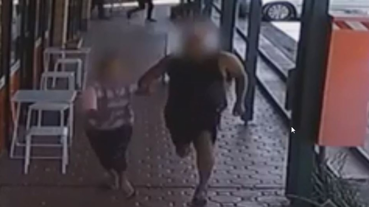 CCTV caught innocent passers-by fleeing for their lives as shots were fired.