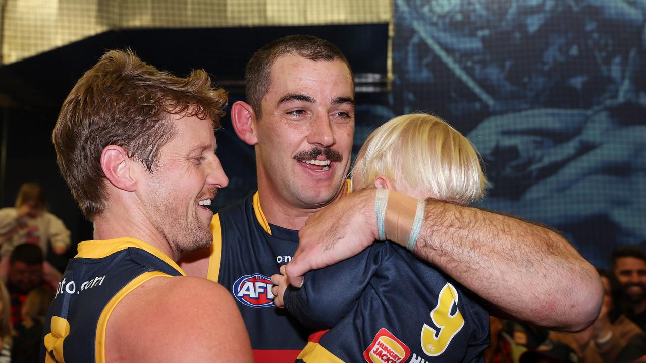 Former captains Rory Sloane and Taylor Walker are both expected to remain at Adelaide. Picture: Sarah Reed/AFL Photos via Getty Images