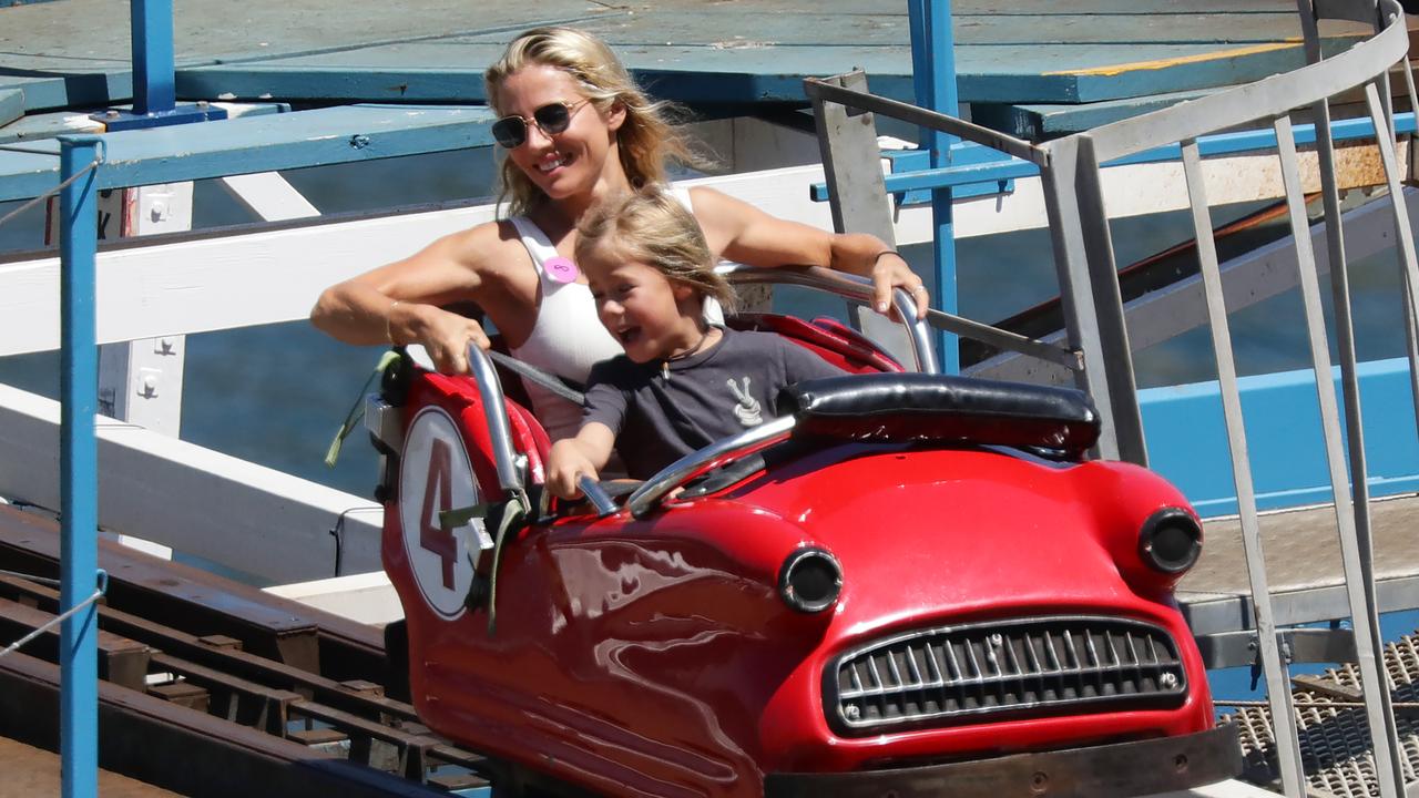 Elsa Pataky at Luna Park with kids while Chris Hemsworth films