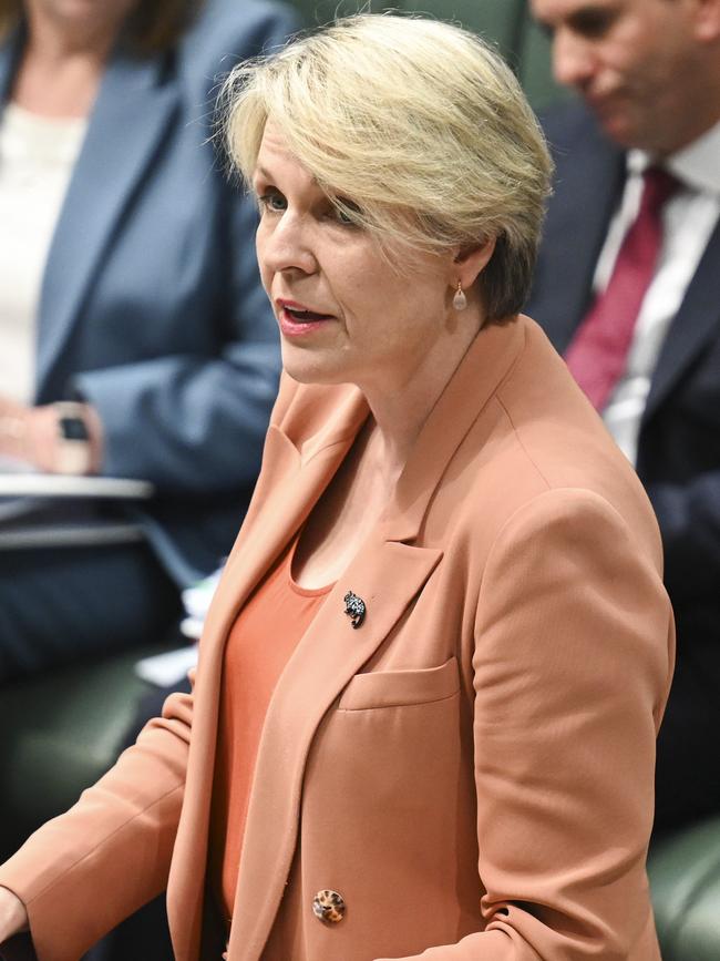 Labor Minister Tanya Plibersek says Labor will legislate a minimum age for social media. Picture: NewsWire / Martin Ollman