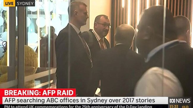 AFP officers enter the ABC offices in Ultimo. Picture: Twitter.