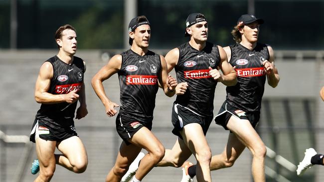 Collingwood players at pre-season training in December. Picture: Darrian Traynor/Getty Images