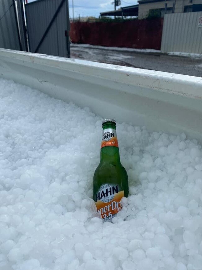 Corey Manwaring made the most of the hail at Biloela. Picture: Corey Manwaring.