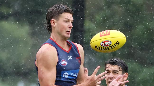 MELBOURNE, JANUARY 17, 2024: Melbourne Football Club training at Gosch's Paddock. Tom Fullarton of the Demons. Picture: Mark Stewart