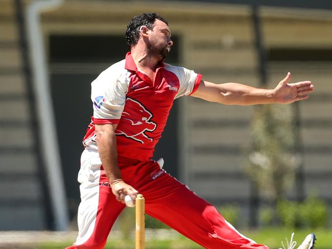 VSDCA Cricket: Melton v Taylors Lakes: Brad Jones of Melton bowlingSaturday, January 23, 2021, in Toolern Vale, Victoria, Australia. Picture: Hamish Blair