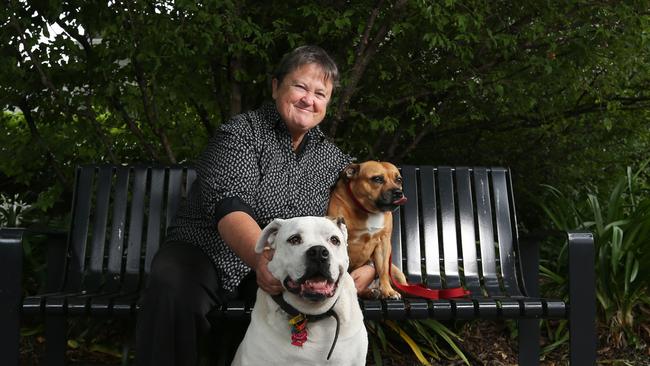 Jan Cameron, pictured in 2016 with her dogs Tszyu, left, and Ruby, right. Picture: Nikki Davis-Jones