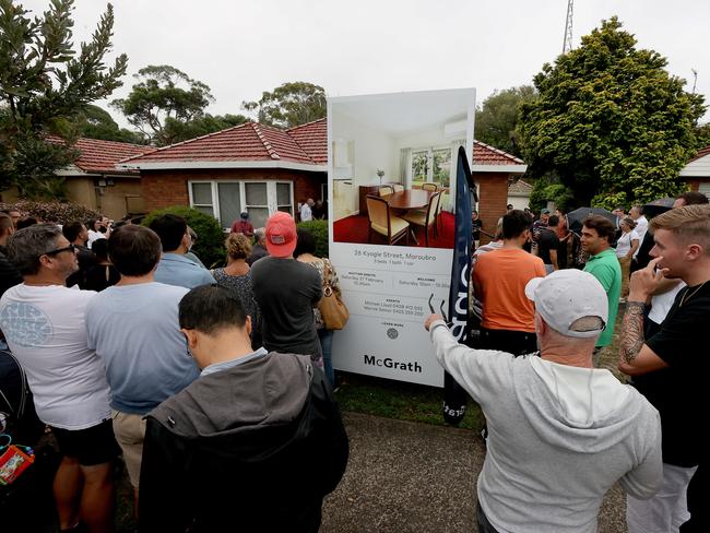 SYDNEY, AUSTRALIA - NewsWire Photos FEBRUARY, 27, 2021: Pictured is the auction for the 3 bedroom, 1 bathroom house at 26 Kyogle Street, Maroubra which sold for $3,760,000 at auction today at Maroubra in Sydney. NSW. Picture: NCA NewsWire / Dylan Coker