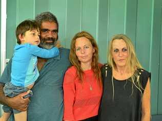 Darcey Lewis, Neville Gawne, Priscilla Lewis and Roslyn Lewis happy to hear the news that Bianca Gawne is safe. Picture: Renee Albrecht