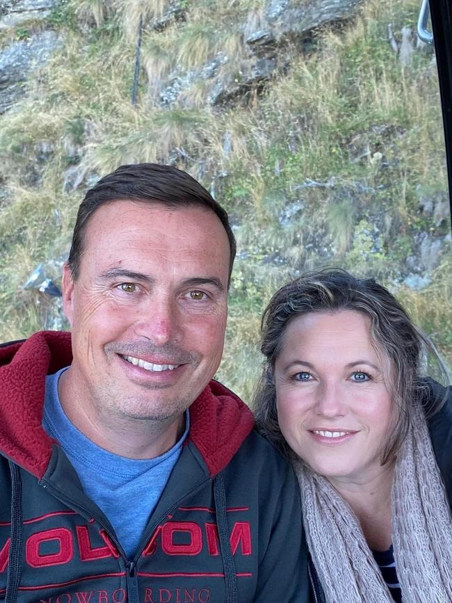 New Zealand tourists Edward and Marle Swart were aboard the helicopter which crash-landed on a sandbank at the Gold Coast after a mid-air collision with another chopper. Pic Facebook