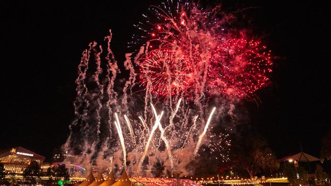 Midnight fireworks to welcome 2018 at Elder Park in Adelaide. Picture: AAP / Matt Loxton