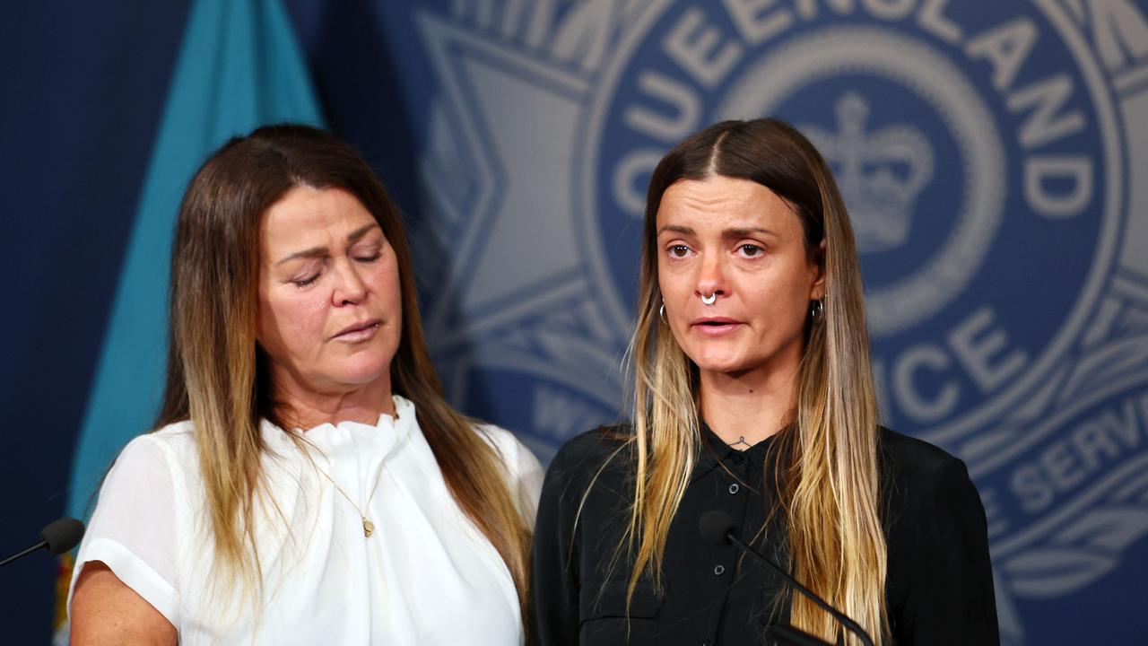 Pictured: Elizabeth Henry's sister, Jennifer Schefe, and Elizabeth's daughter Grace, during a media conference on Tuesday. Picture: NewsWire/Tertius Pickard