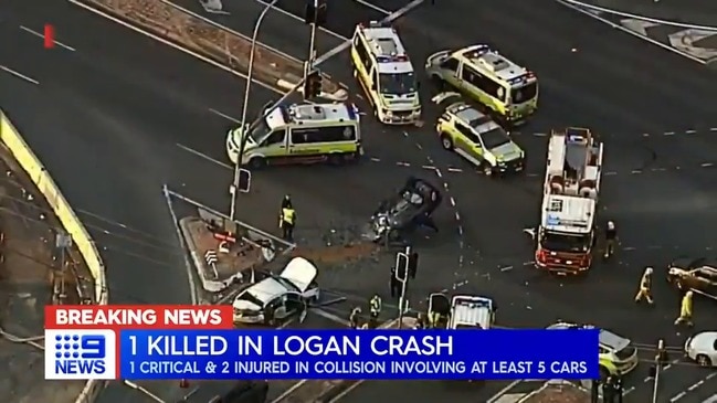 Two men dead following multi-car crash in Brisbane (9 News)