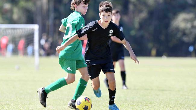 Football Queensland Community Cup carnival, Maroochydore. U13 boys, Sunshine Coast V Metro North. Picture: Patrick Woods.