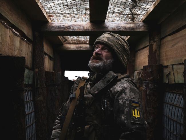 The Commander of a mobile firing team of 118th motorised brigade shows new built trenches near Southeastern frontline in Zaporizhzhia, Ukraine. Picture: Getty Images