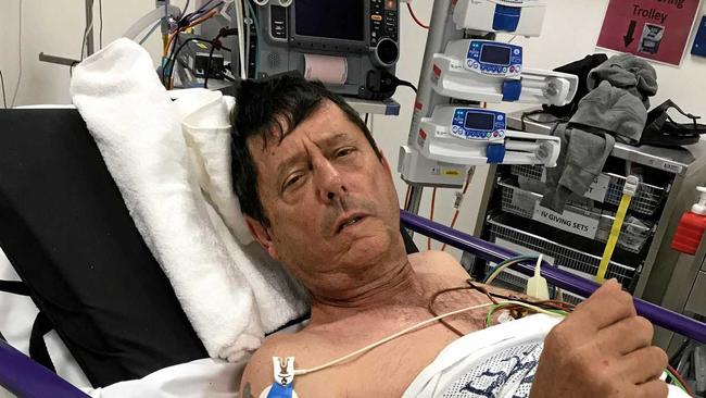 Andrew Carmody in hospital after the crash. Picture: Contributed