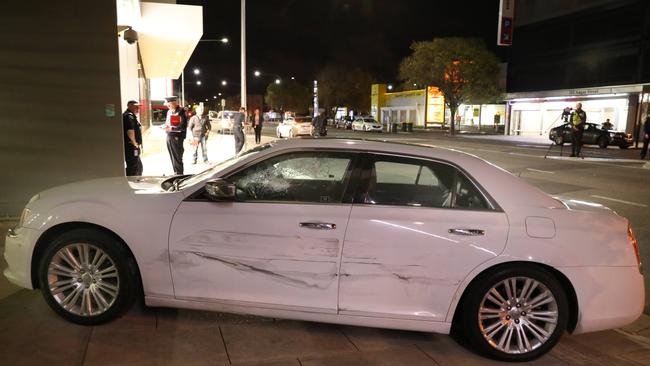 Damage to the stolen car after the chase. Picture: Dean Martin