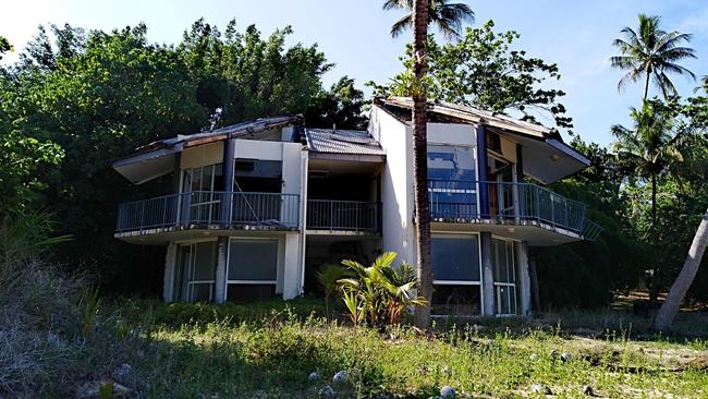 A beach front bungalow on Dunk Island in a state of disrepair after being damaged by Cyclone Yasi. Picture: Peter Carruthers