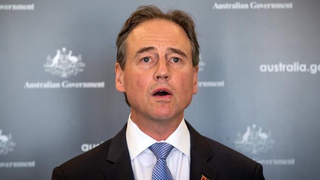 Greg Hunt, Federal Minister for Health and Aged Care speaks at a Press conference at his electorate office in Somerville. Picture: NCA NewsWire/Sarah Matray