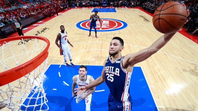 Aussie Ben Simmons has aced his first four NBA games, impressing fellow Boomer Andrew Bogut. Picture: Getty Images