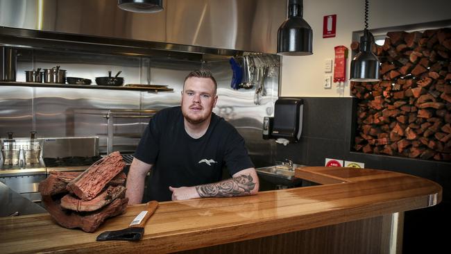 Chef Stewart Wesson in the saloon kitchen. Picture: AAP/Mike Burton